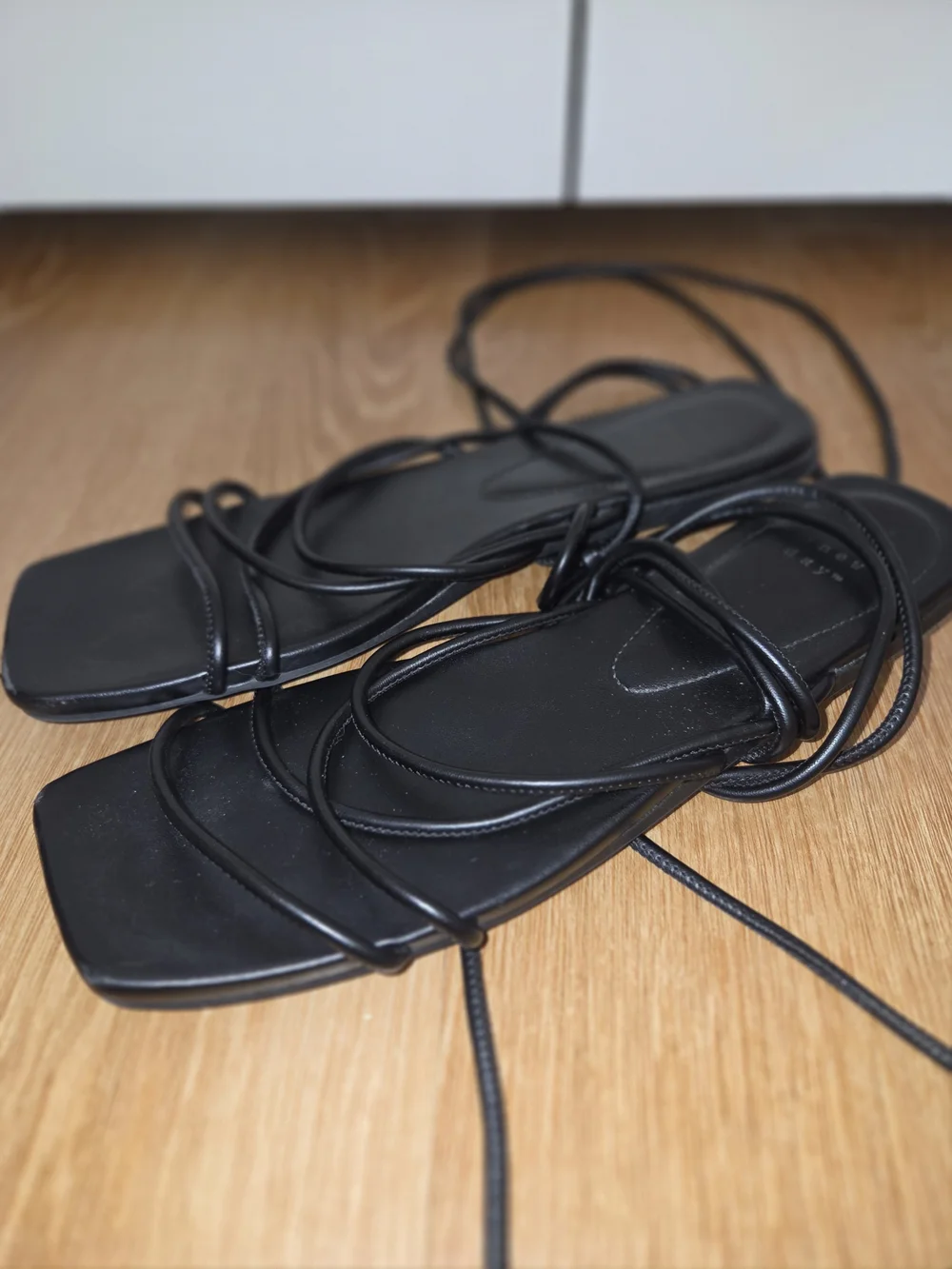 a new day Black Lace-Up Square-Toe Strappy Sandals - Picture 2 of 3